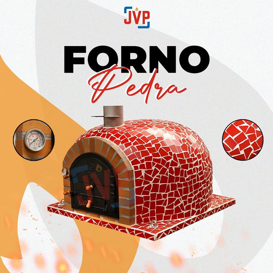 forno com bocados de azulejo, vermelho, Fornos a lenha JVP